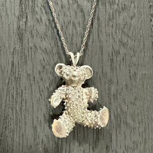 ✨ Playfully Luxe Teddy Bear Necklace (.925 Sterling Silver)